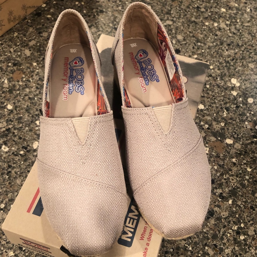 BOBS from Skechers memory foam canvas wedge